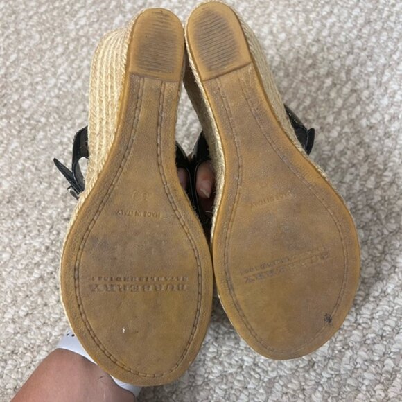 Burberry Nova Check Plaid Wedge Espadrille Sandals Size 39 Black - Picture 5 of 10